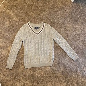 MENS ARGYLECULTURE CABLE KNIT COTTON V NECK SWEATER S